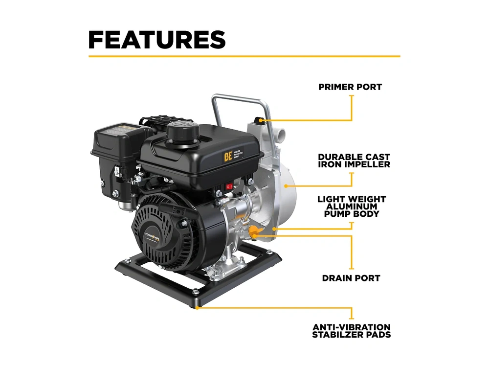 2026 BePower WP-1020R 1" Water Transfer Pump with Powerease 79 Engine alt