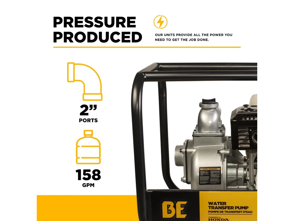 2026 BePower WP-2065HL 2" Water Transfer Pump with Honda GX200 Engine alt