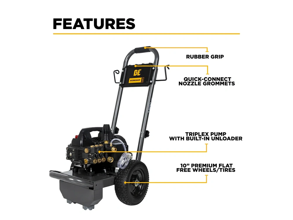 2026 BePower B1515EN 1,500 PSI 1.6 GPM 1.5 HP Electric Pressure Washer with Powerease Motor and Triplex Pump - B1515EN alt