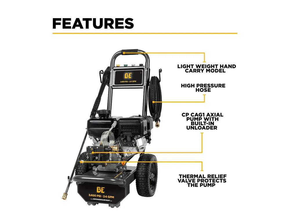 2026 BePower B3475PX 3,400 PSI 2.5 GPM Cold Water Gas Pressure Washer - B3475PX alt