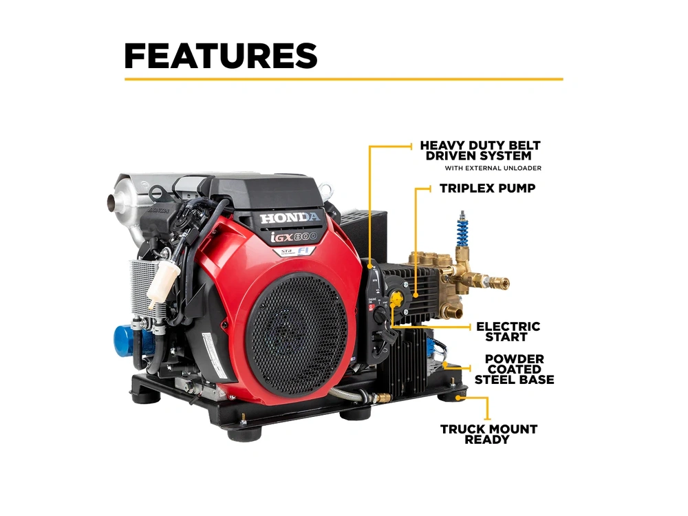2026 BePower B3528HETBGS 4,200 PSI 8.5 GPM Truck Mount Cold Water Gas Pressure Washer - B3528HETBGS alt
