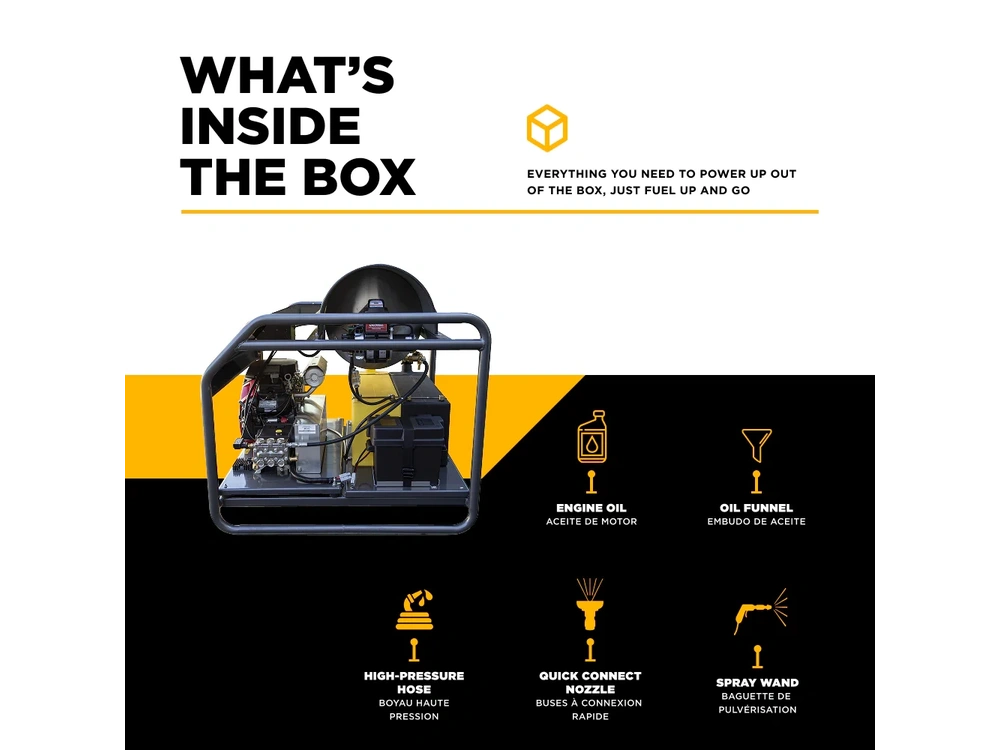 2026 BePower HW3524HG12V 3,500 PSI 5.6GPM Hot Water Pressure Washer Honda GX690 Engine and General Triplex Pump - HW3524HG12V alt