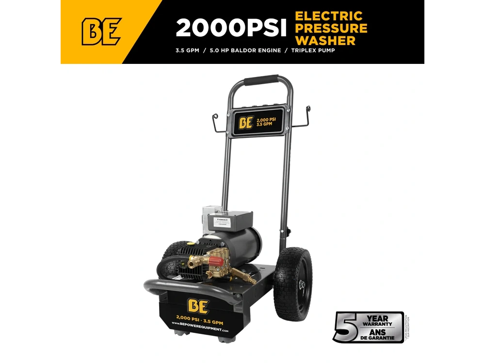 2026 BePower B205EG 2,000 PSI 3.5 GPM 5.0 HP Electric Pressure Washer with Baldor Motor and General Triplex Pump - B205EG alt