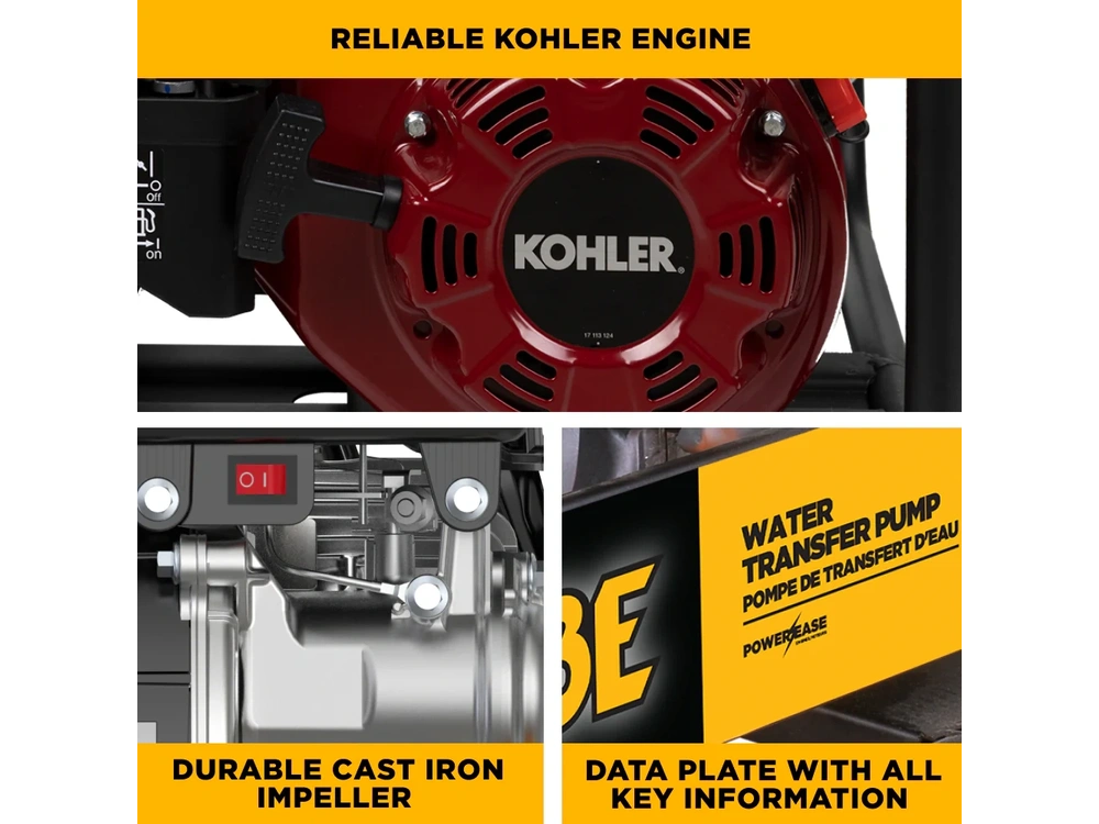 2026 BePower WP3065K 3" Water Transfer Pump with Kohler SH270 Engine alt