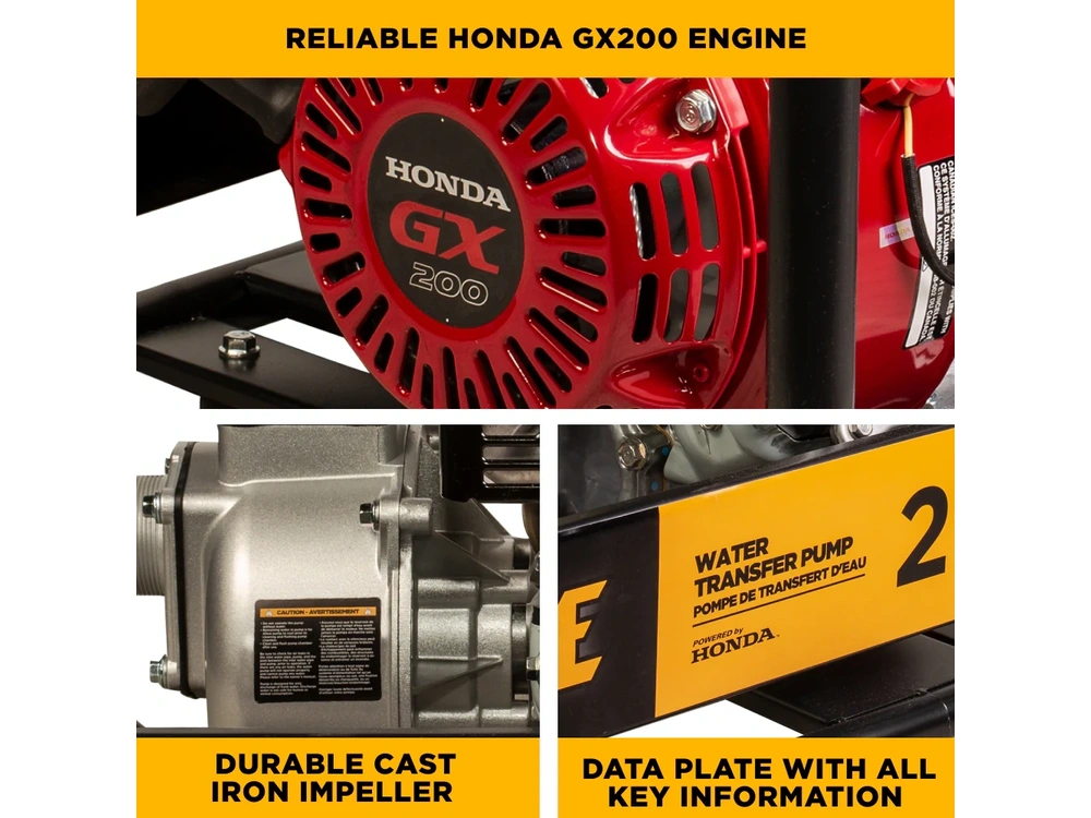 2026 BePower WP-2065HL 2" Water Transfer Pump with Honda GX200 Engine alt