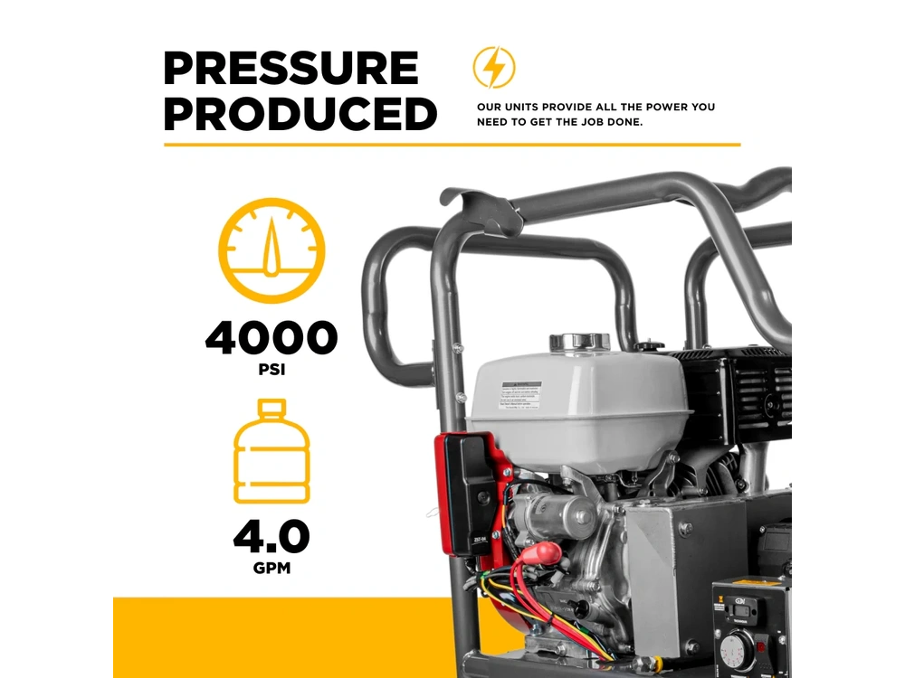 2026 BePower HW4013HBG 4,000 PSI - 4.0 GPM Hot Water Pressure Washer with Honda GX390 Engine and Belt Driven General Triplex Pump - HW4013HBG alt