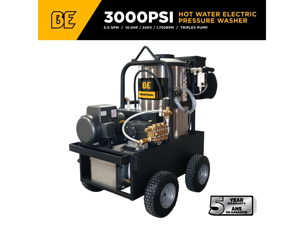 2026 BePower 15-530 3,000 PSI 5.0 GPM Hot Water Electric Pressure Washer with General Triplex Pump - 15-530 alt