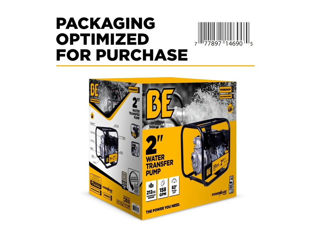 2026 BePower WP-2070S 2" 33PSI 158GPM Water Transfer Pump with Powerease 225 Engine alt