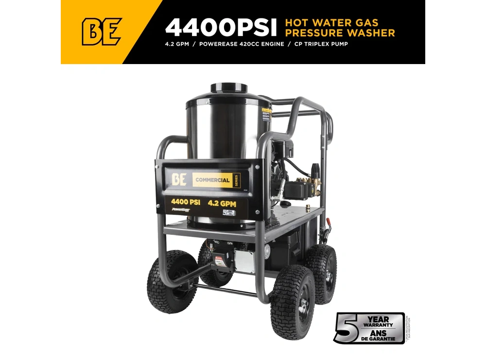 2026 BePower HW4415PA 4,400 PSI - 4.2 GPM Hot Water Pressure Washer with Powerease 420 Engine and CP Triplex Pump - HW4415PA alt