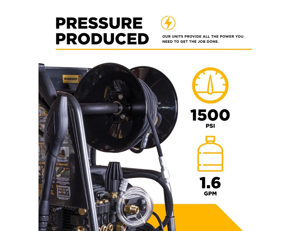 2026 BePower P1515EPNW 1,500 PSI 1.6 GPM 1.5 HP Electric Pressure Washer with Powerease Motor and Triplex Pump - P1515EPNW alt