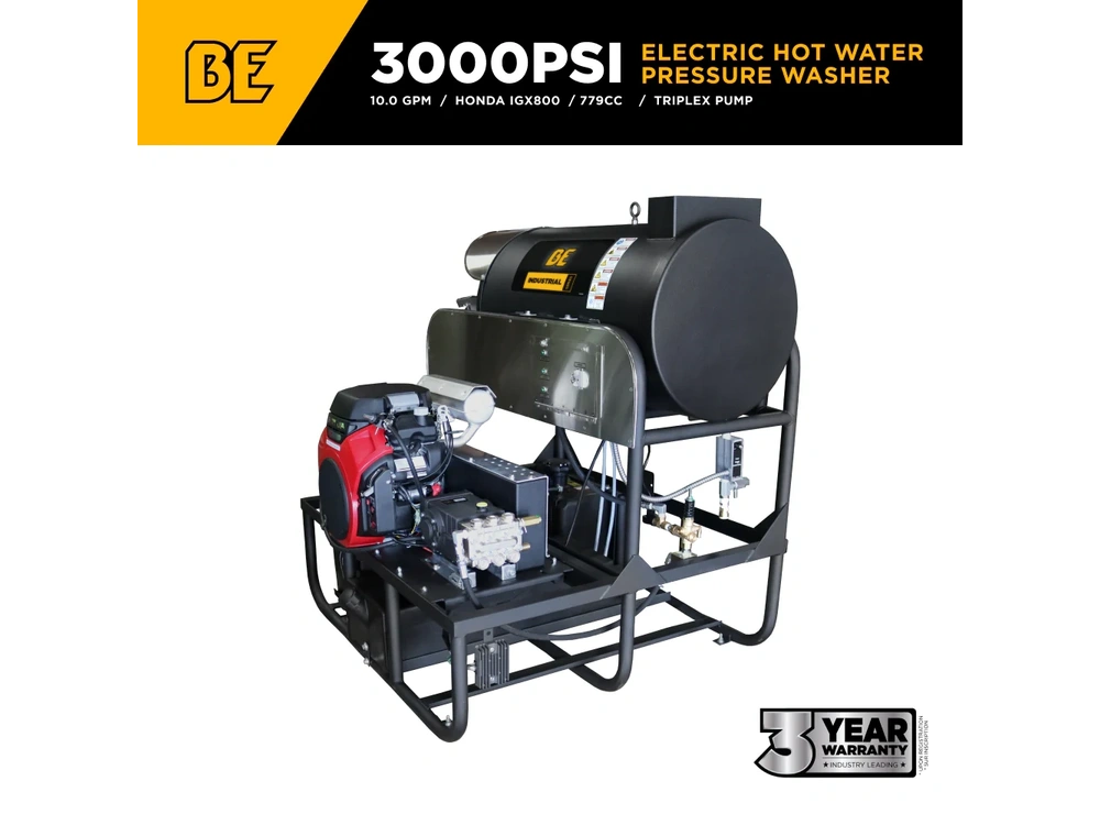 2026 BePower SE5815HIHZGP 3,000 PSI 10 GPM Hot Water Gas Pressure Washer Skid with General Triplex Pump - SE5815HIHZGP alt