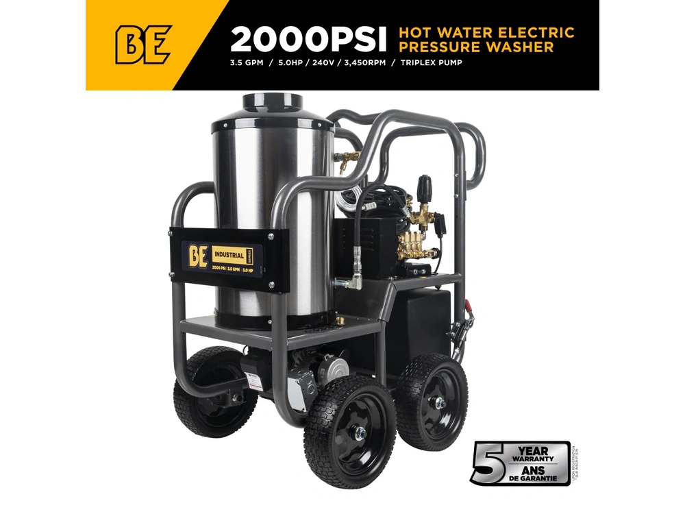 2026 BePower HW205EBA 2,000 PSI - 3.5 GPM Hot Water Electric Pressure Washer with Triplex Pump - HW205EBA alt