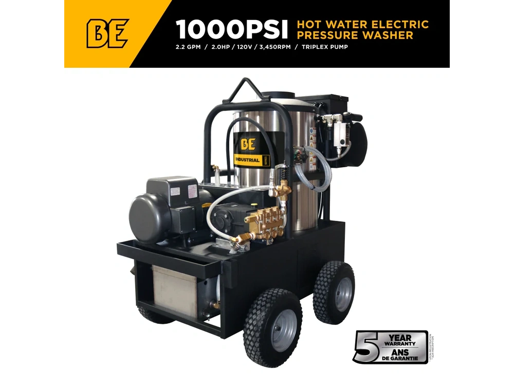2026 BePower 15-281 1,000 PSI 2.2 GPM Hot Water Electric Pressure Washer with General Triplex Pump - 15-281 alt