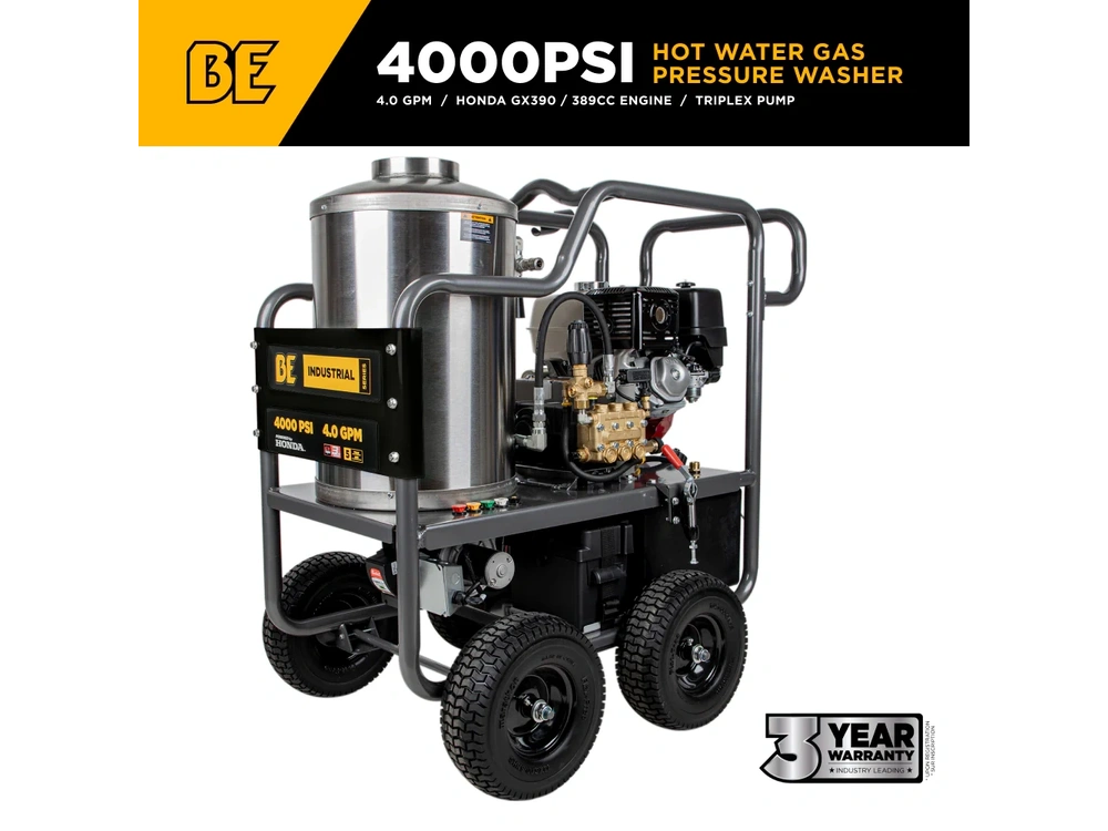 2026 BePower HW4013HBG 4,000 PSI - 4.0 GPM Hot Water Pressure Washer with Honda GX390 Engine and Belt Driven General Triplex Pump - HW4013HBG alt