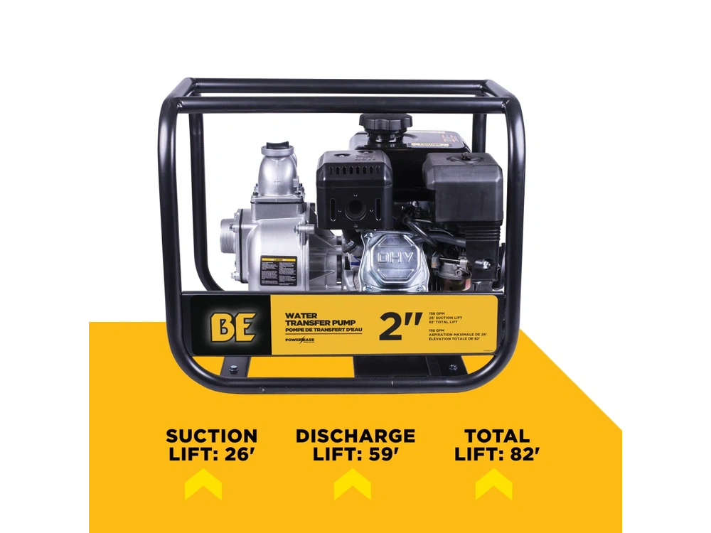 2026 BePower WP-2070S 2" 33PSI 158GPM Water Transfer Pump with Powerease 225 Engine alt