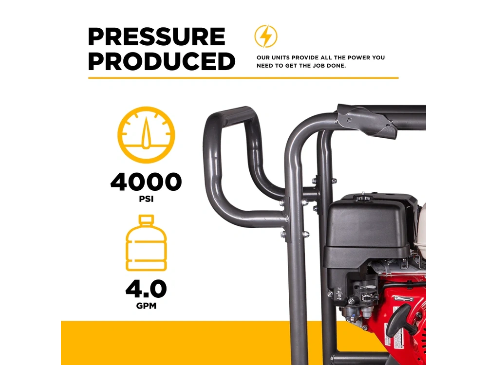2026 BePower HW4013HG 4,000 PSI - 4.2 GPM Hot Water Pressure Washer with Honda GX390 Engine and General Triplex Pump - HW4013HG alt