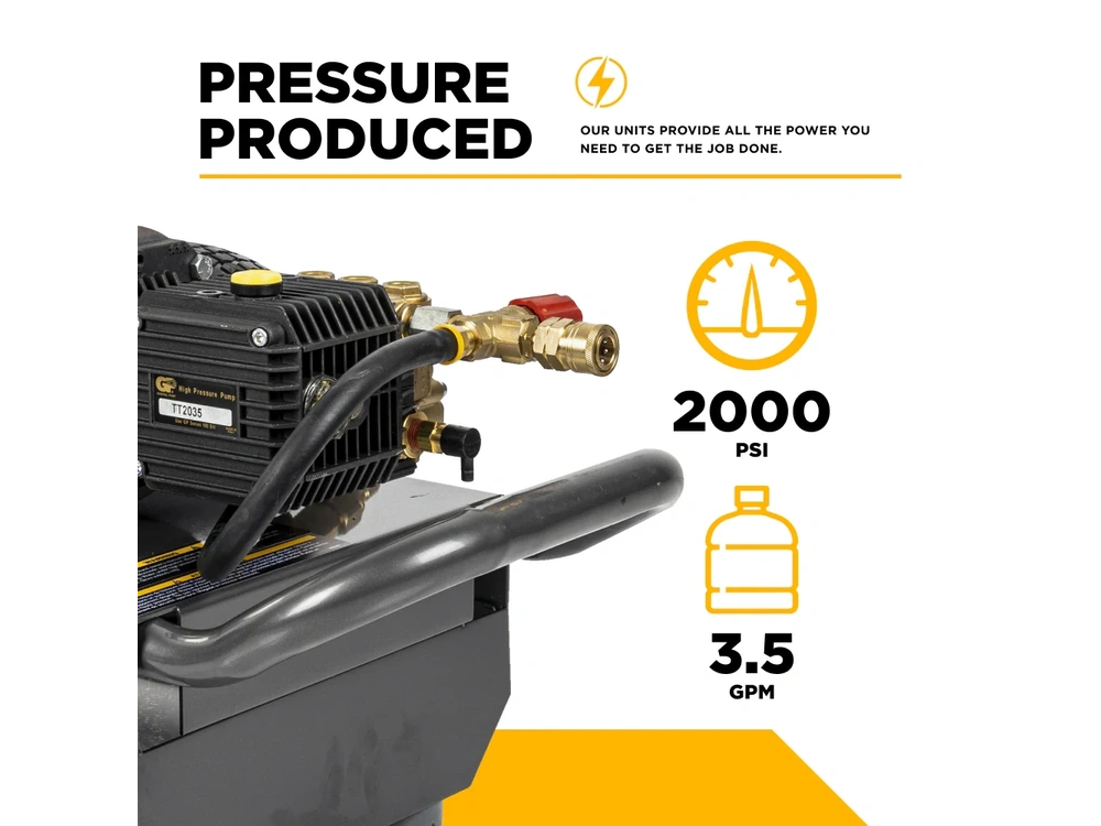 2026 BePower B205EG 2,000 PSI 3.5 GPM 5.0 HP Electric Pressure Washer with Baldor Motor and General Triplex Pump - B205EG alt