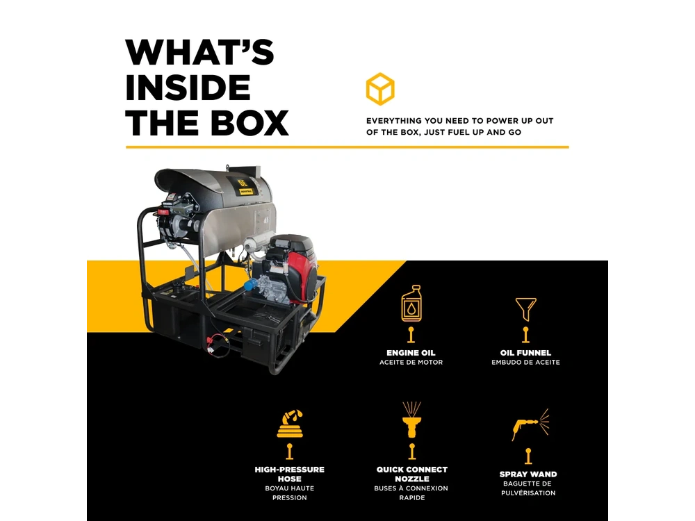 2026 BePower SE5815HIHZGP 3,000 PSI 10 GPM Hot Water Gas Pressure Washer Skid with General Triplex Pump - SE5815HIHZGP alt