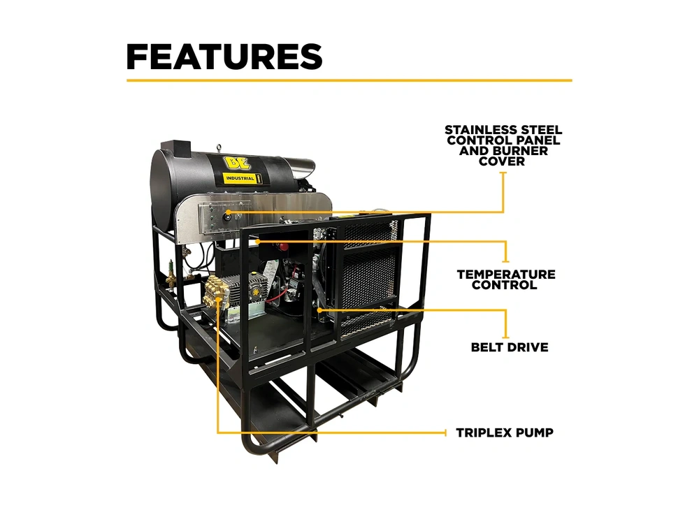 2026 BePower 5640DG 3,500 PSI 5.2 GPM Hot Water Diesel Pressure Washer Skid with General Triplex Pump - 5640DG alt