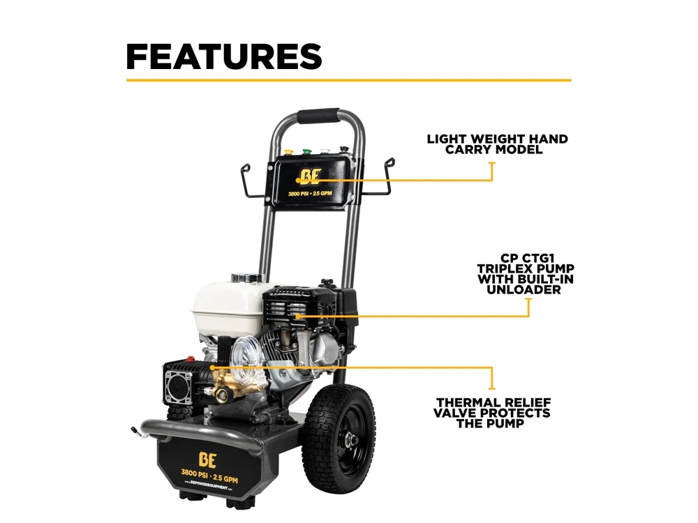2026 BePower B3865HA 3,800 PSI 2.5 GPM Cold Water Gas Pressure Washer - B3865HA alt