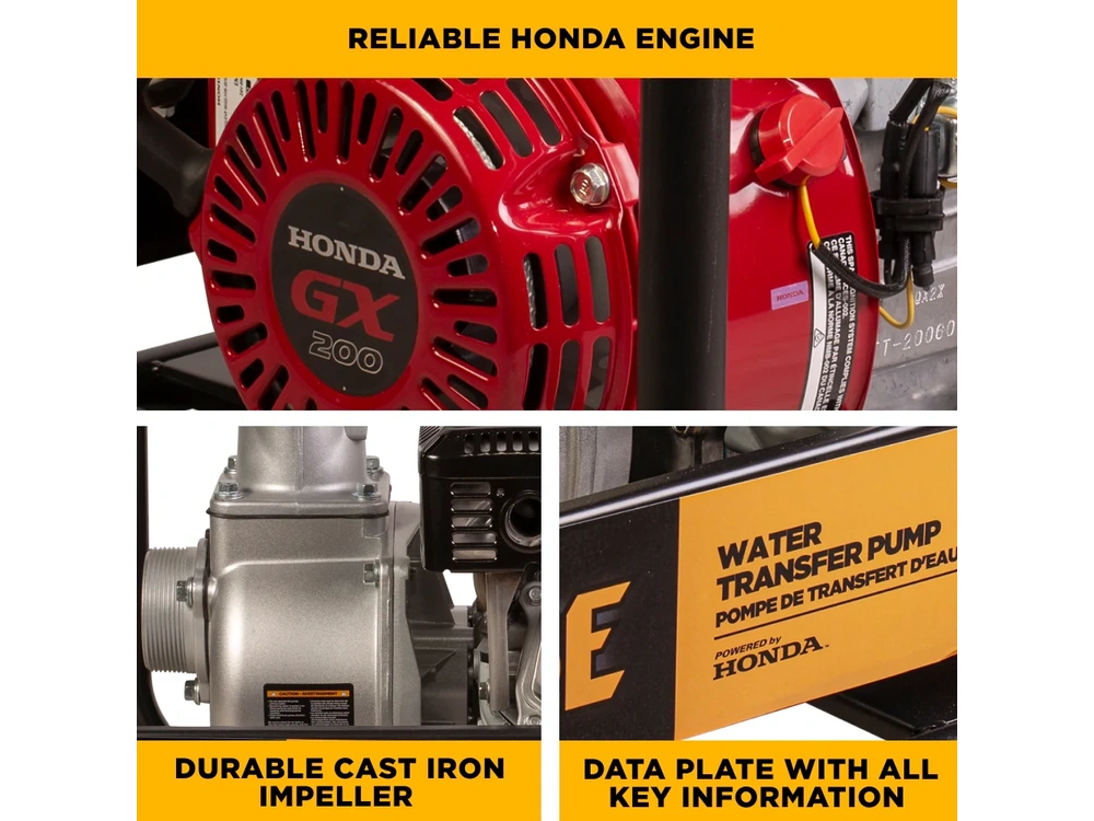 2026 BePower WP-3065HL 3" Water Transfer Pump with Honda GX200 Engine alt
