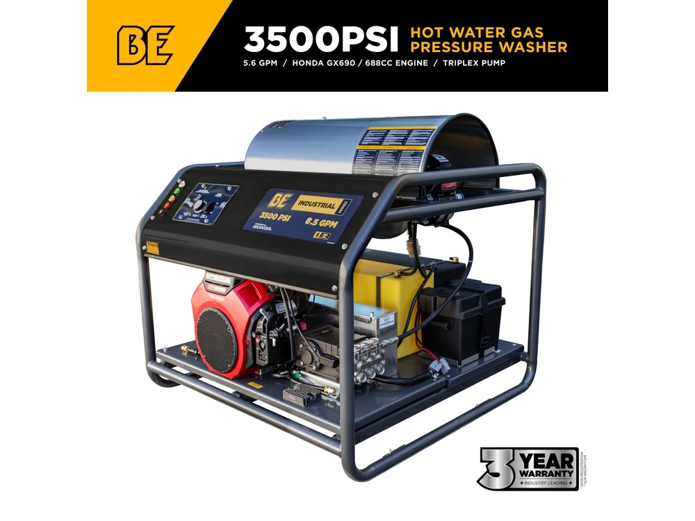 2026 BePower HW3524HG12V 3,500 PSI 5.6GPM Hot Water Pressure Washer Honda GX690 Engine and General Triplex Pump - HW3524HG12V alt