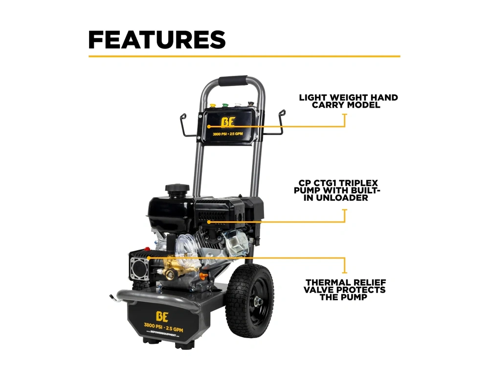 2026 BePower B3875PA 3,800 PSI 2.5 GPM Cold Water Gas Pressure Washer - B3875PA alt
