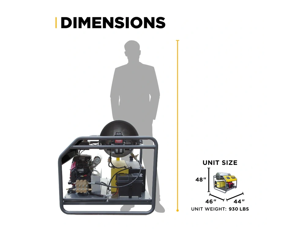 2026 BePower HW3024HG12V 3,000 PSI 8.0GPM Hot Water Pressure Washer with Honda GX690 Engine and General Triplex Pump - HW3024HG12V alt
