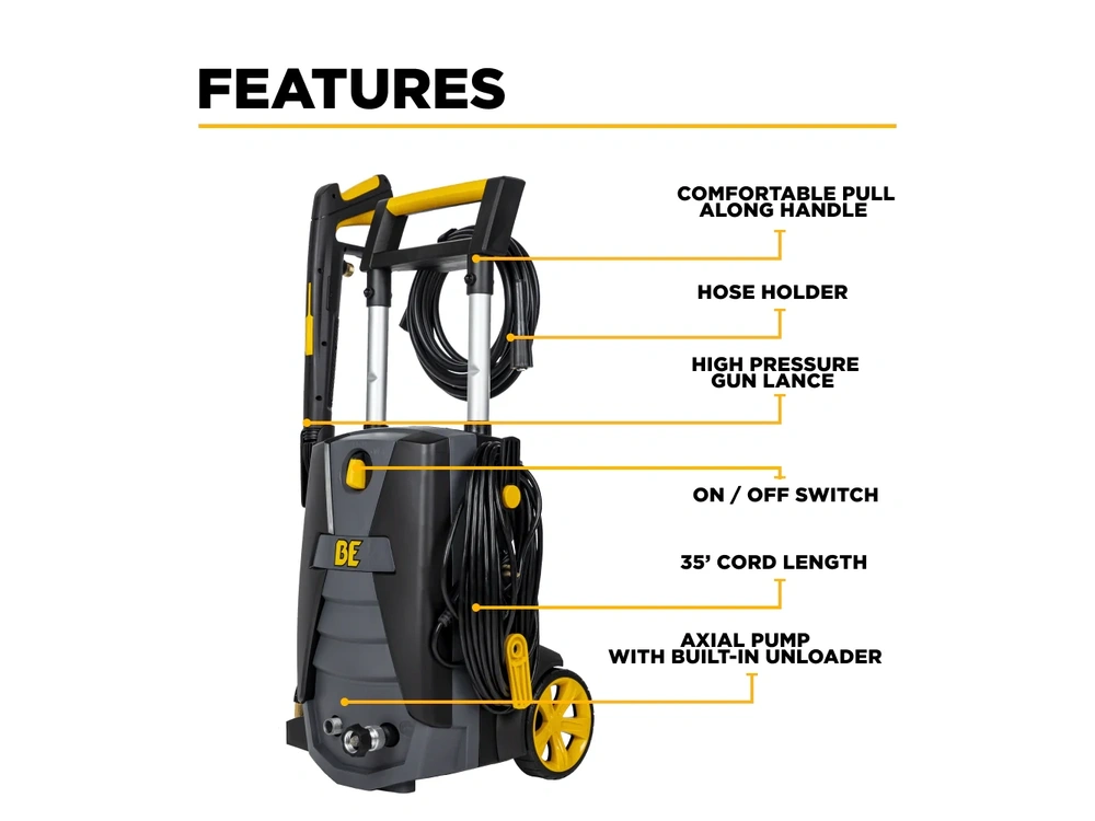 2026 BePower P1915EN 2,000 PSI 1.7 GPM Electric Pressure Washer with Powerease Motor and AR Axial Pump - P1915EN alt