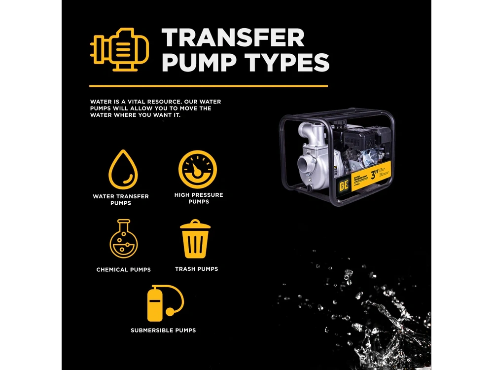 2026 BePower WP-3070S 3" Water Transfer Pump with Powerease 225 Engine alt
