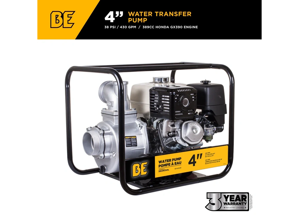 2026 BePower WP4013H 4" Water Transfer Pump with Honda GX390 Engine alt