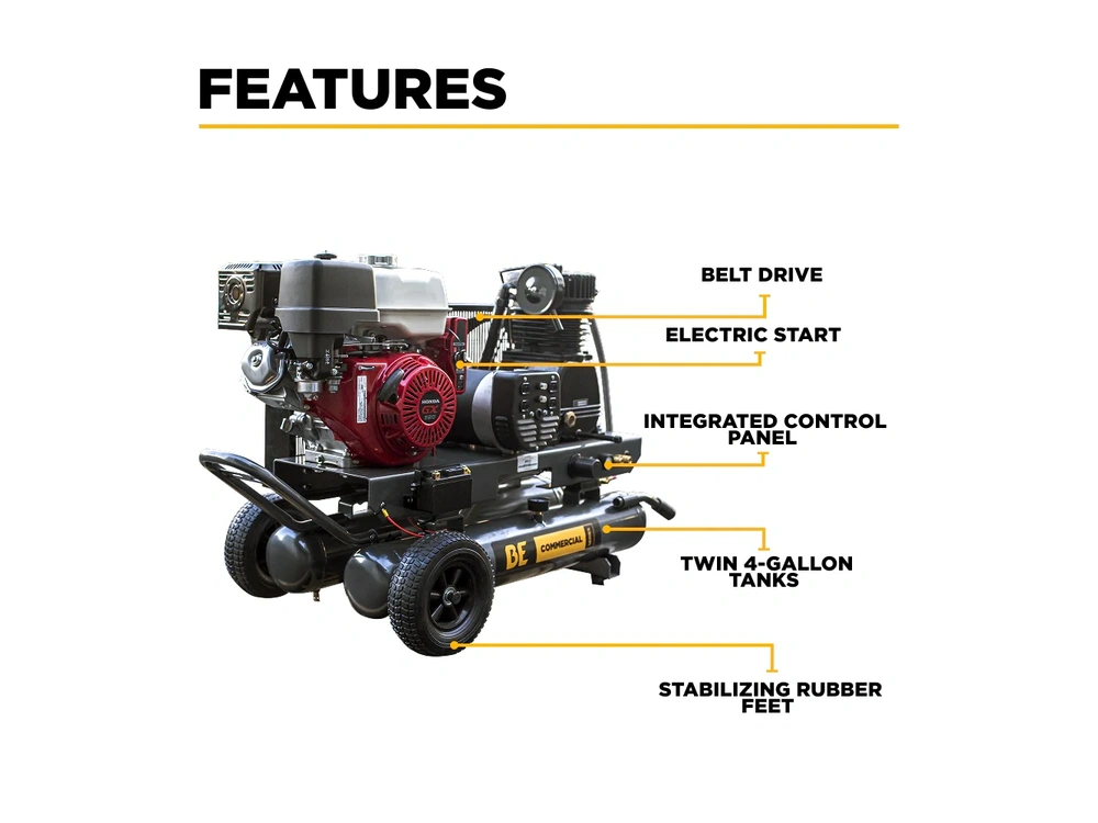 2026 BePower AC138HEG2 16 CFM @ 175 PSI Gas Air Compressor / Generator with Honda GX390 Engine - AC138HEG2 alt