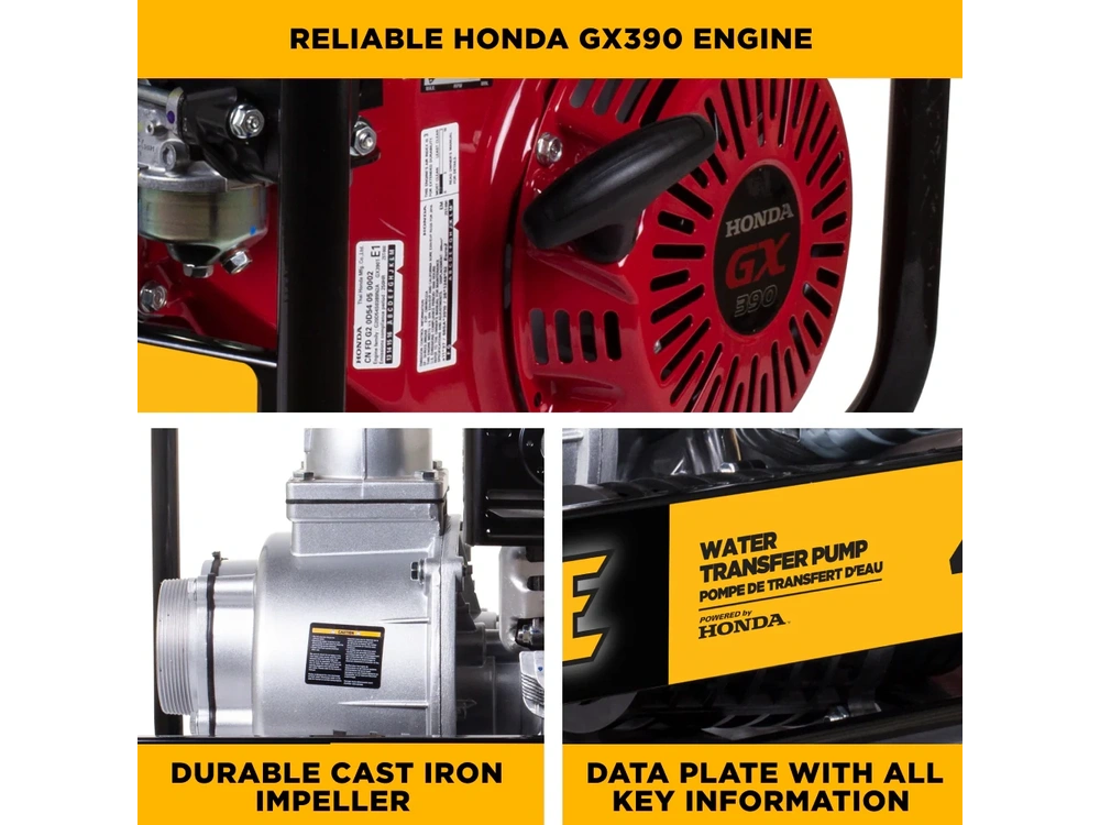 2026 BePower WP4013H 4" Water Transfer Pump with Honda GX390 Engine alt