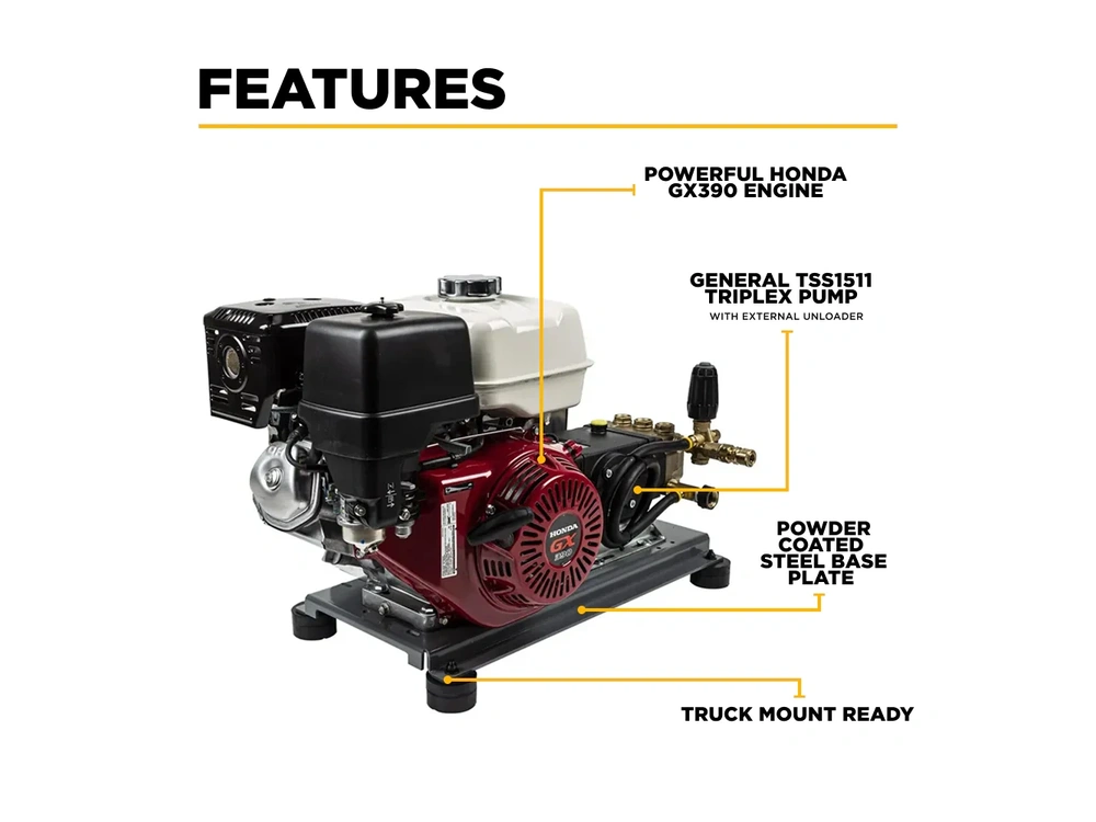 2026 BePower B4213HTBGS 4,200 PSI 4.2 GPM Truck Mount Cold Water Gas Pressure Washer - B4213HTBGS alt