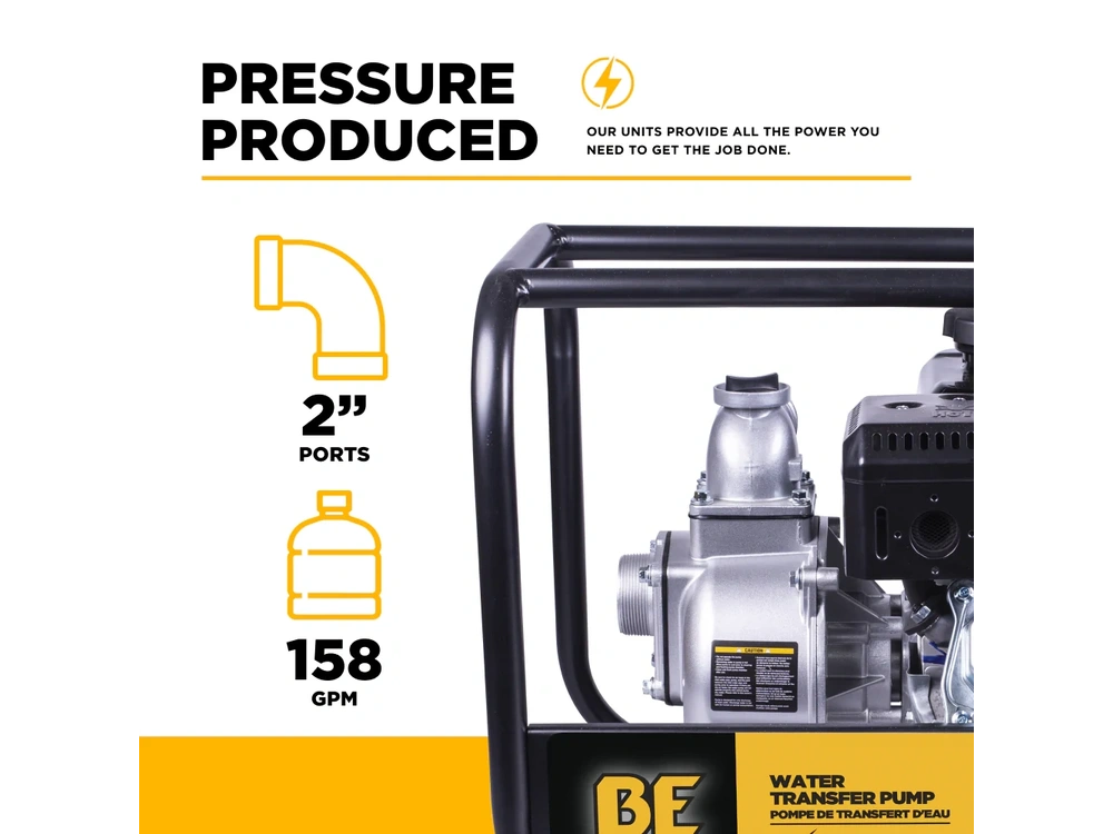 2026 BePower WP-2070S 2" 33PSI 158GPM Water Transfer Pump with Powerease 225 Engine alt