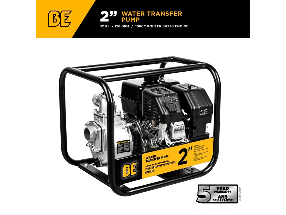 2026 BePower WP2065K 2" Water Transfer Pump with Kohler SH270 Engine alt