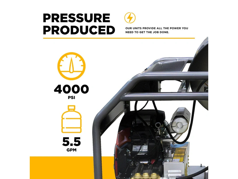 2026 BePower HW4024HA12V 4,000 PSI - 5.5 GPM Hot Water Pressure Washer with Honda GX690 Engine and CP Triplex Pump - HW4024HA12V alt