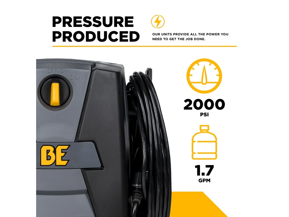 2026 BePower P1915EN 2,000 PSI 1.7 GPM Electric Pressure Washer with Powerease Motor and AR Axial Pump - P1915EN alt