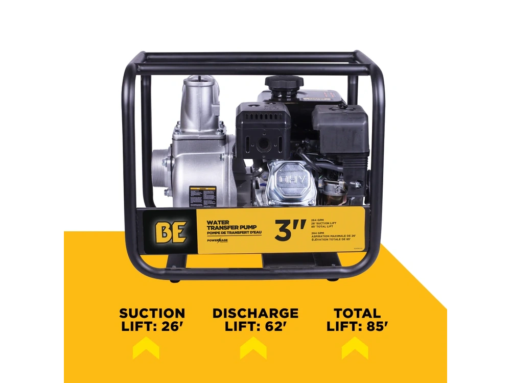2026 BePower WP-3070S 3" Water Transfer Pump with Powerease 225 Engine alt