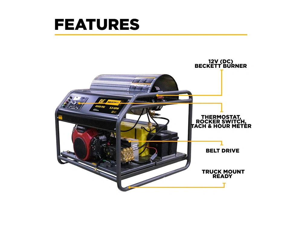 2026 BePower HW3524HA12V 3,500 PSI - 8.5 GPM Hot Water Pressure Washer Honda GX690 Engine and CP Triplex Pump - HW3524HA12V alt