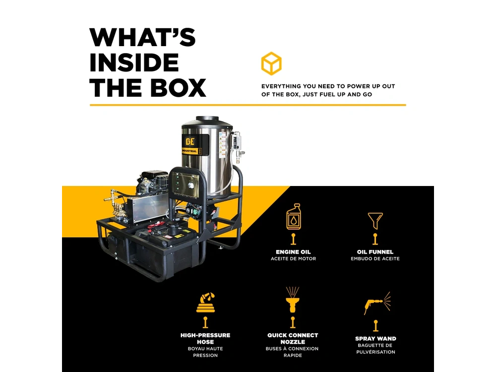 2026 BePower Z5535GPBDH 3,500 PSI 5.2 GPM Hot Water Skid Pressure Washer with General Triplex Pump - Z5535GPBDH alt