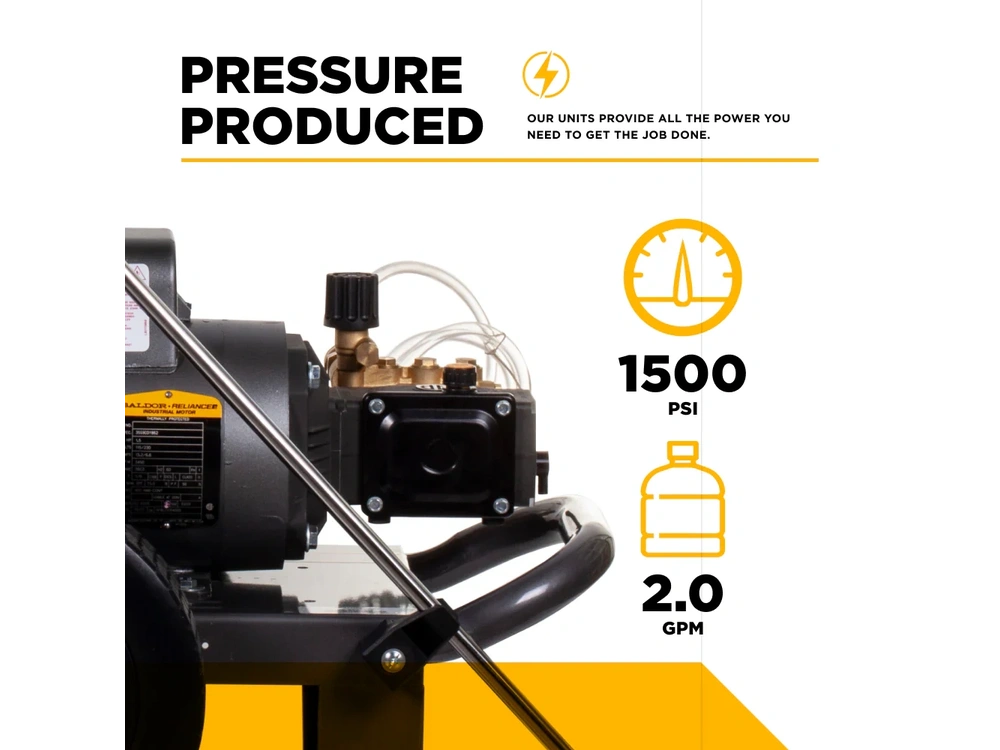 2026 BePower PE-1520EW1A 1,500 PSI 2.0 GPM Electric Pressure Washer with Baldor Motor and AR Triplex Pump - PE-1520EW1A alt