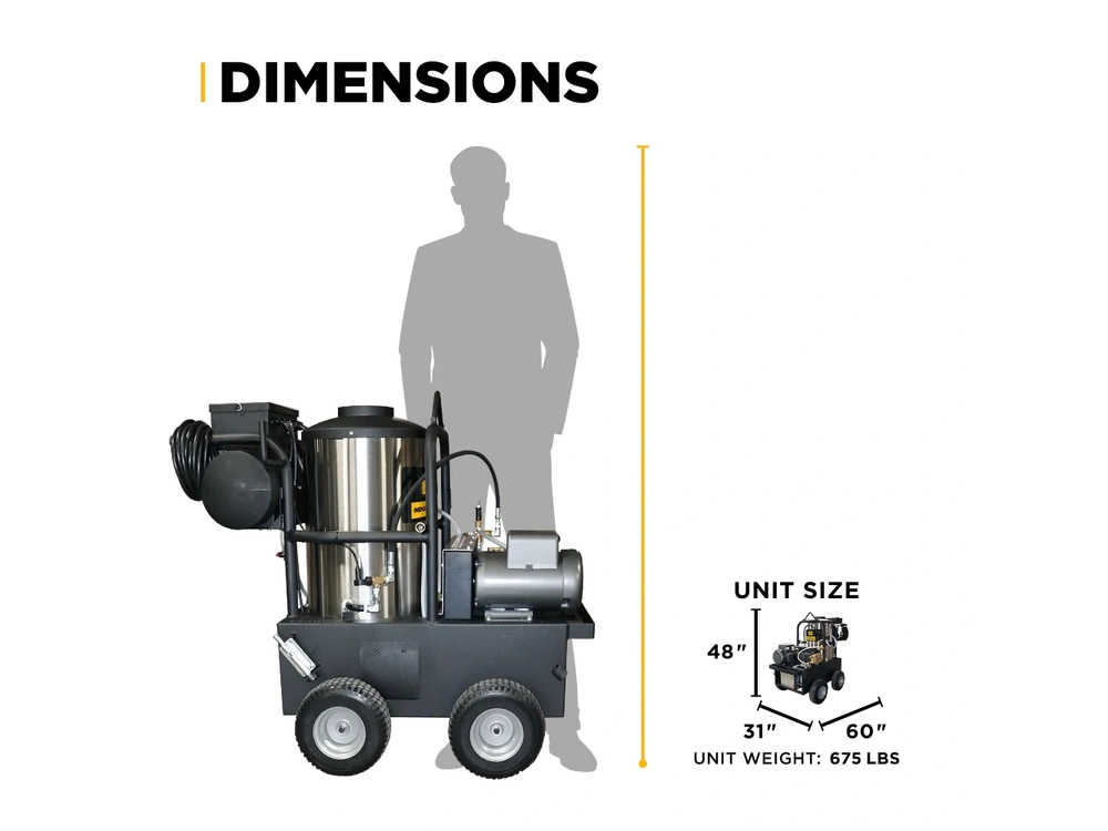 2026 BePower 15-520 2,000 PSI 5.0 GPM Hot Water Electric Pressure Washer with General Triplex Pump - 15-520 alt