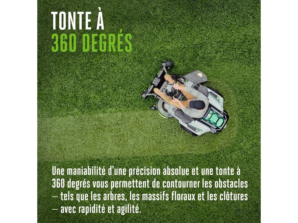 EGO Tondeuse à conducteur porté et à rayon de braquage zéro POWER+ de 42 po avec e-STEER™ (Deux 10,0 Ah et Quatre 6,0 Ah Piles) ZT4215S Tondeuse à conducteur porté et à rayon de braquage zéro POWER+ de 42 po avec e-STEER™ (Deux 10,0 Ah et Quatre 6,0 Ah Piles) ZT4215S 2026 alt