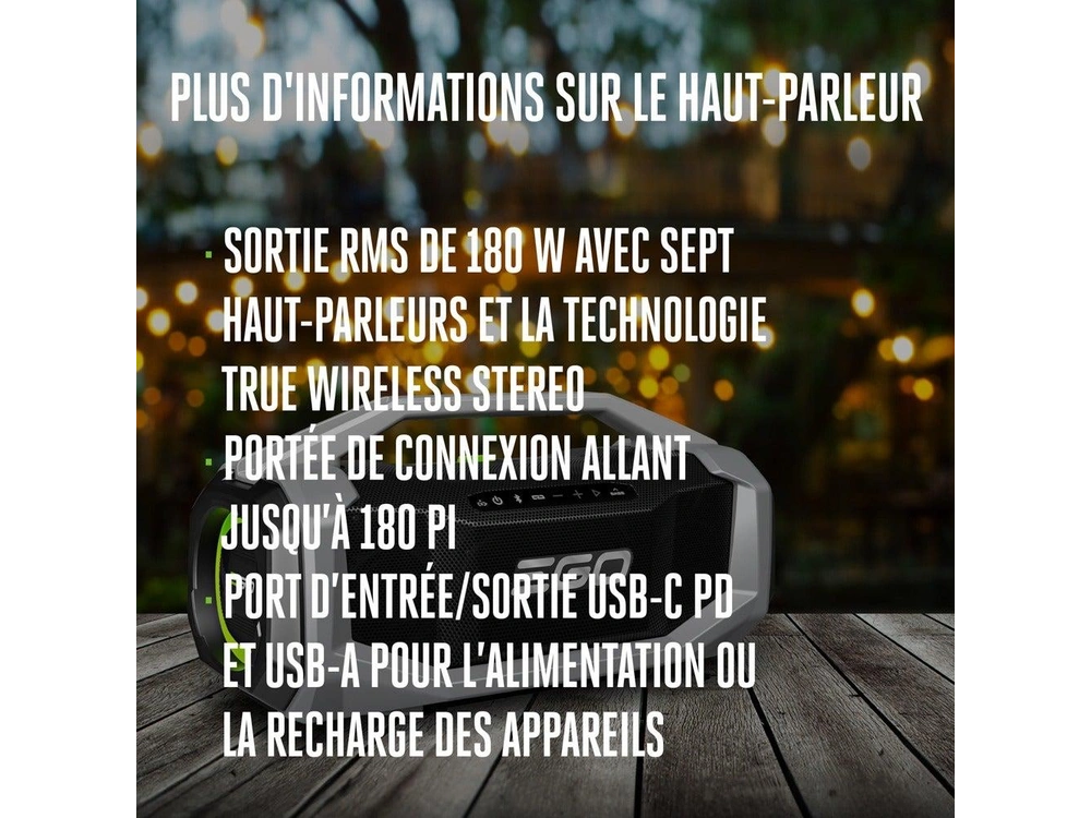 EGO Haut-parleur Bluetooth POWER+ de 180 W (outil seulement) SK1800 Haut-parleur Bluetooth POWER+ de 180 W (outil seulement) SK1800 2026 alt