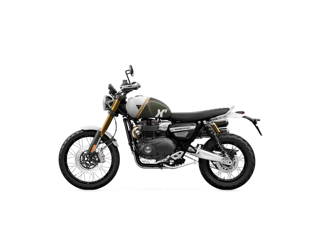 2027 Triumph Scrambler 1200 Xe Matte Khaki Green / Matte Crystal White