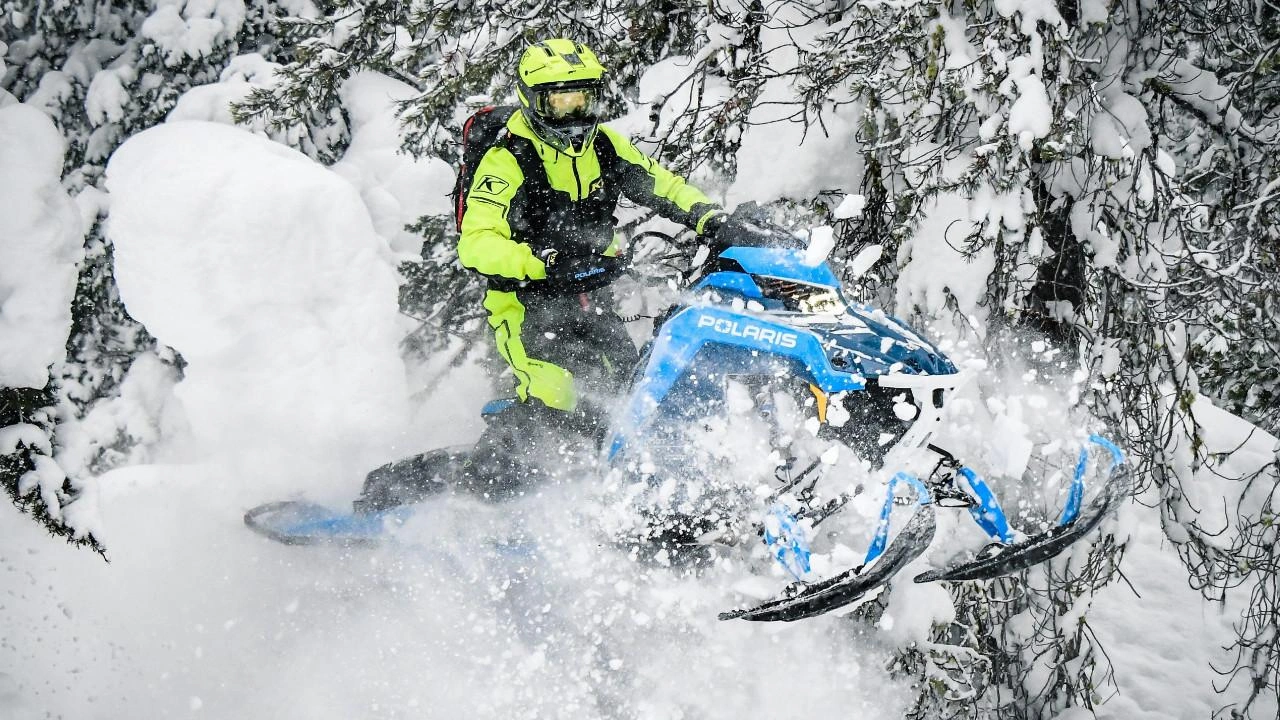 front side view of a Polaris snowmobile