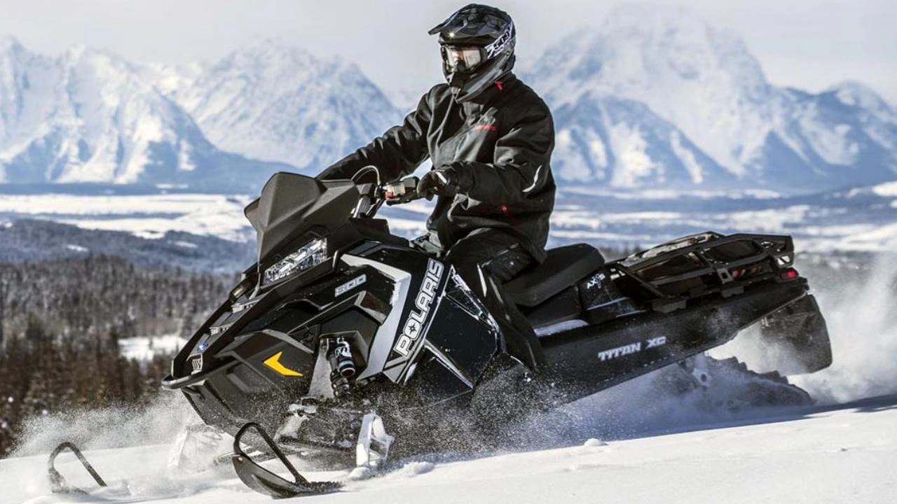 front side view of a Polaris snowmobile