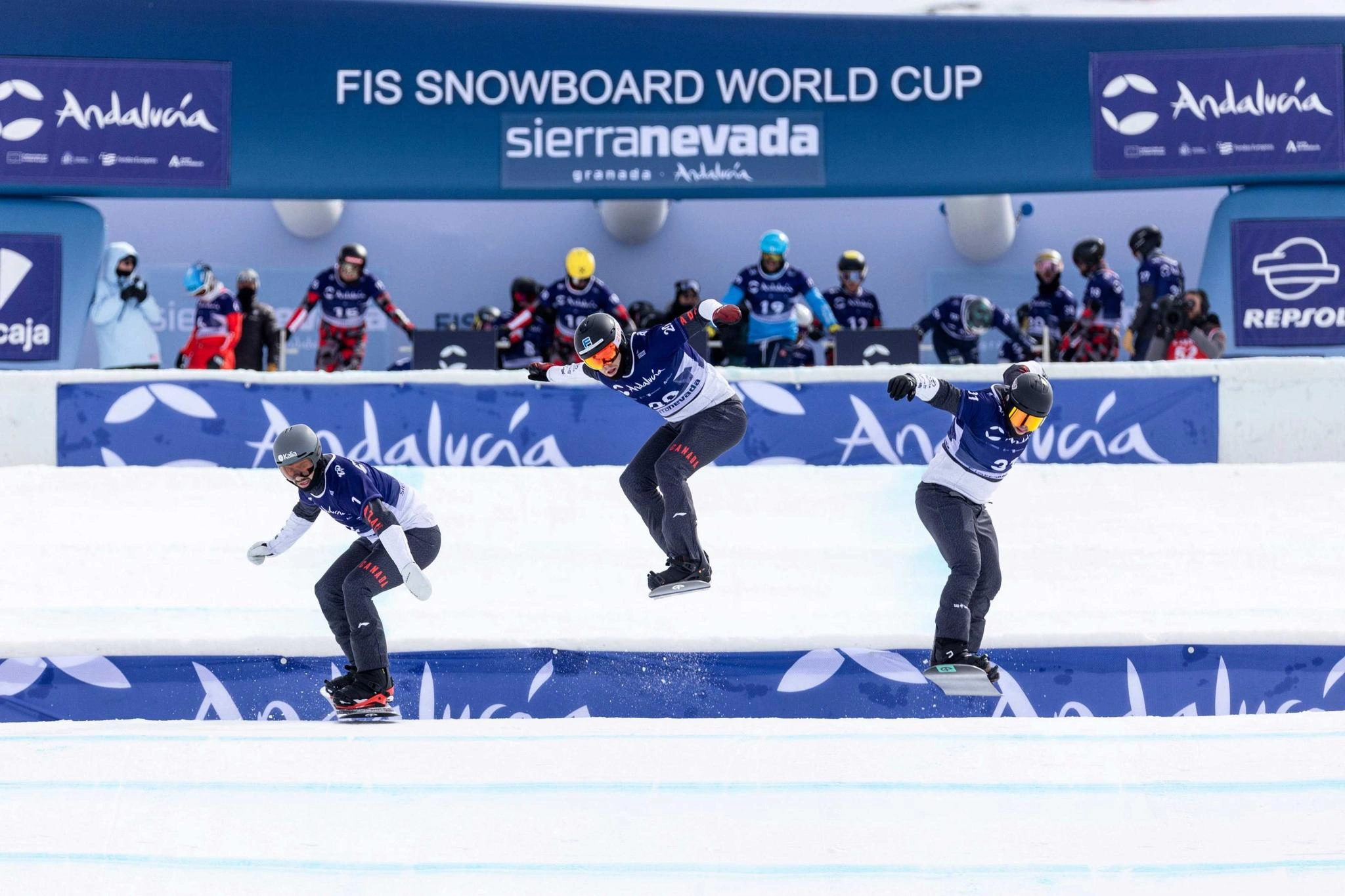 Evan Bichon and teammates in Spain at the FIS World Cup