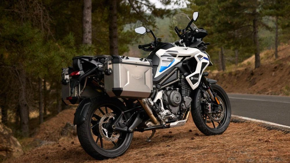rear side view of a Tiger 1200 GT Explorer